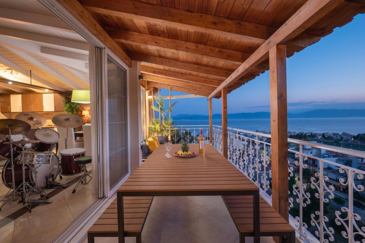 Panoramic View!Penthouse 120Qm Of Sea & Mountain Villa Loutrá Edipsoú Eksteriør bilde