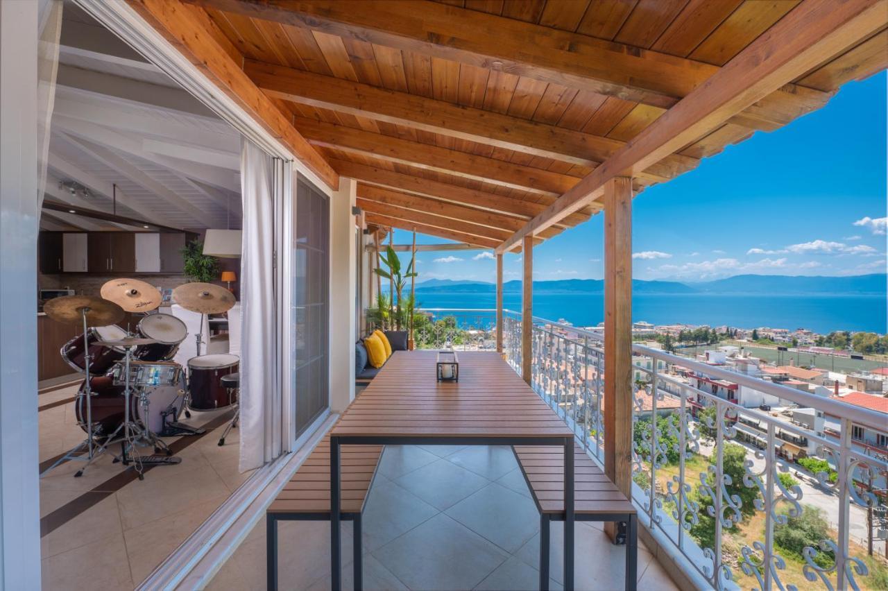 Panoramic View!Penthouse 120Qm Of Sea & Mountain Villa Loutrá Edipsoú Eksteriør bilde