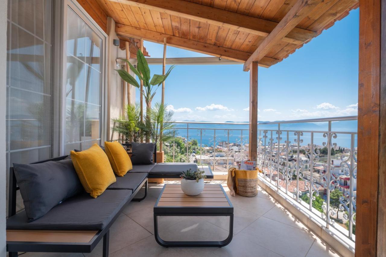 Panoramic View!Penthouse 120Qm Of Sea & Mountain Villa Loutrá Edipsoú Eksteriør bilde